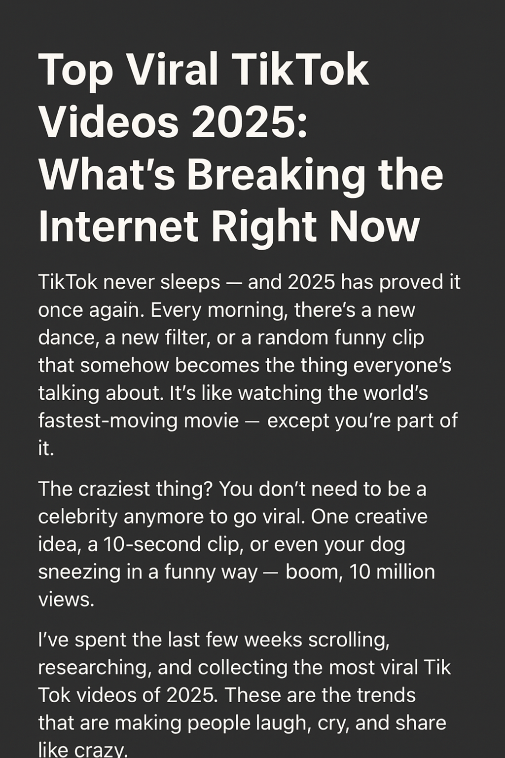 Top Viral TikTok Videos 2025: What’s Breaking the Internet Right Now